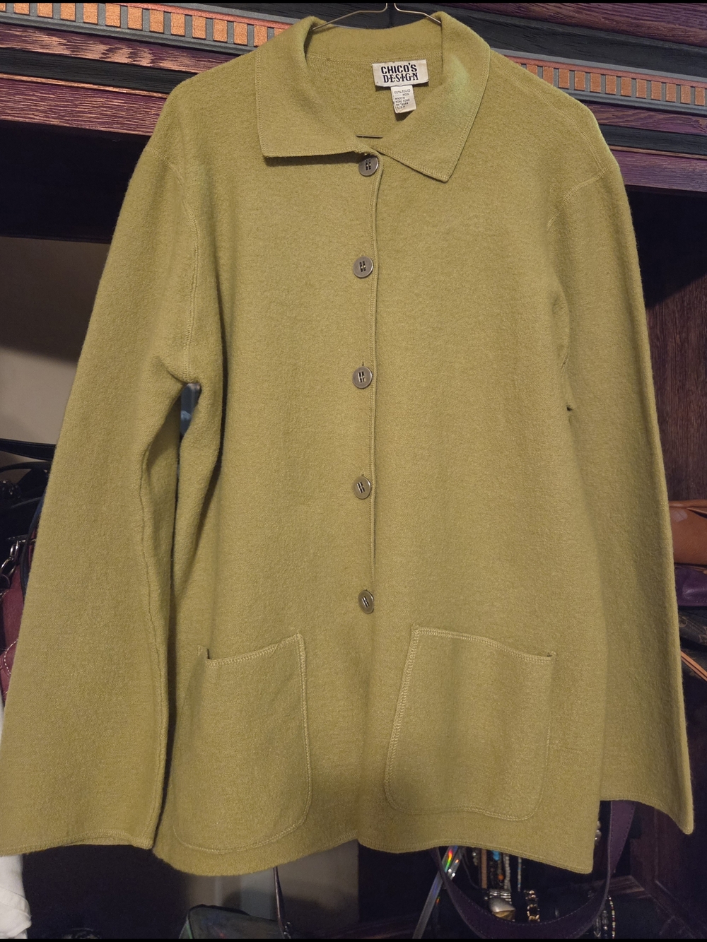 Chico's Chartreuse Button-Front Cardigan